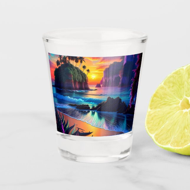 Copo De Shot Fantasy Tropical Beach Three (Frente)