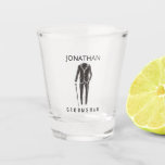 Copo De Shot Fato preto com padrinho de casamento de pau festa<br><div class="desc">Padrinho de casamento ou obrigado de melhor homem,  você é um presente personalizado com uma elegante roupa de gravata preta engraçada.                   Personalize-o com seu nome e título!</div>