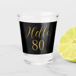 Copo De Shot Favor de Aniversário de 80 anos Preto Ouro