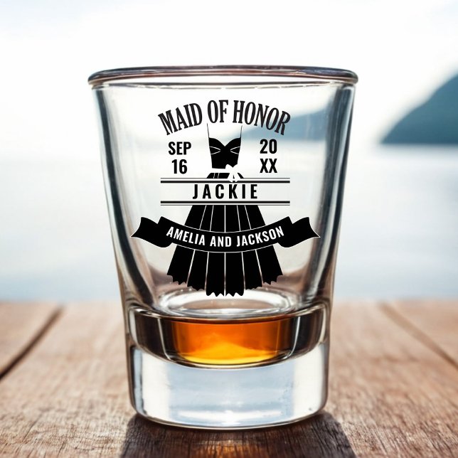 Copo De Shot Favor de Casamento de Vestido Personalizado da mad (Maid of Honor Custom Dress Wedding Gift Shot Glass)
