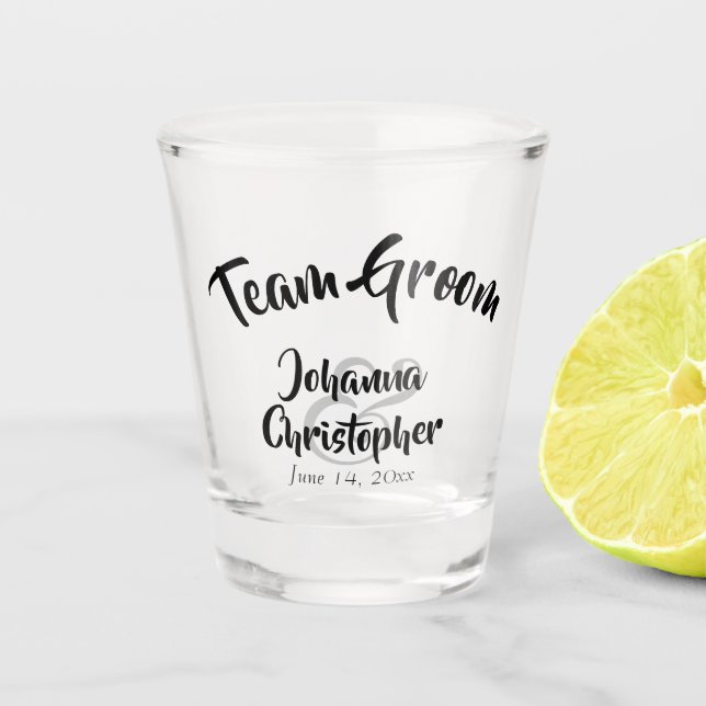 Copo De Shot Favor de Casamento do Team Groom Shotglass (Frente)