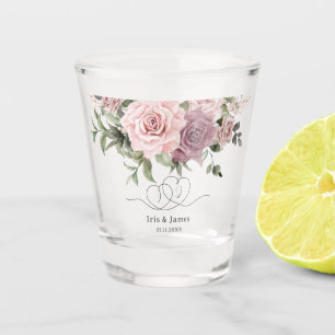 Copo De Shot Favor de Casamento Floral Bege Rosa Canela