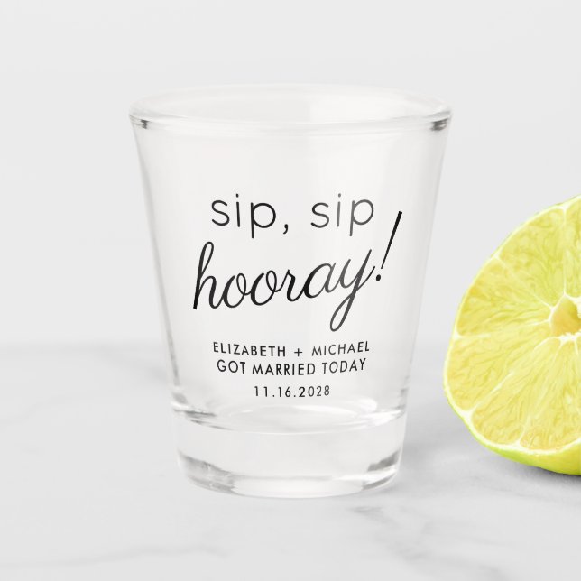 Copo De Shot Favor de Casamento Sip Sip Hurra (Frente)
