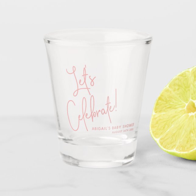 Copo De Shot Favor do Chá de fraldas Rosa Rosa com poeira minim (Frente)