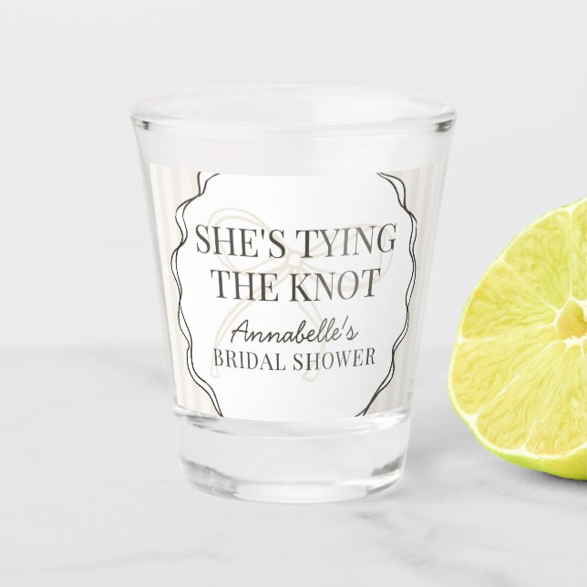 Copo De Shot Favor do Chá de panela bege do Arco coquete preto (Frente)