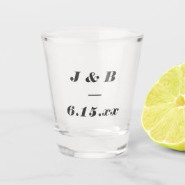 Copo De Shot Favor Personalizado Minimalista Monograma Preto Ca