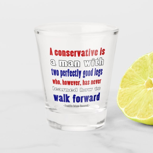 Copo De Shot FDR Define Conservadores em Vermelho Branco Azul M (Frente)