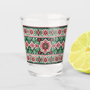 Copo De Shot Feira de Natal/Inverno vermelha e verde