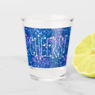 Copo De Shot Felicidades! Azul com Bonito Púrpura Azul-Rosa