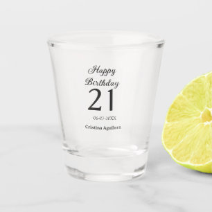 Copo De Shot Feliz aniversário de 21 anos letra negrito simples