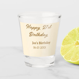 Copo De Shot Feliz aniversário de 21 anos nome data amarelo pas