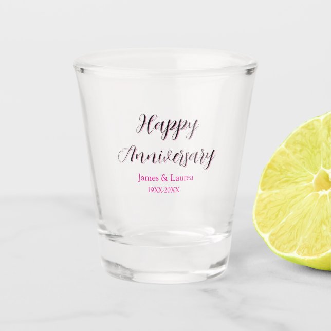 Copo De Shot Feliz aniversário de casamento nome data ano simpl (Frente)