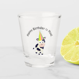 Copo De Shot Feliz Aniversário Engraçado à Vaca Festa Moo Cu