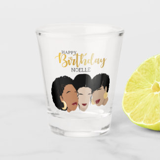 Copo De Shot Feliz aniversário! Mulheres Negras, Amigos Irmãs