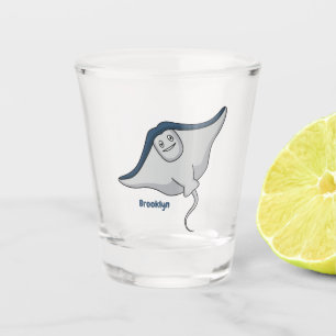 Copo De Shot Feliz desenho animado de peixes-raia