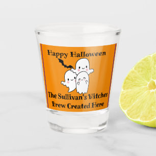 Copo De Shot Feliz Halloween Brew Ghost Bat Orange