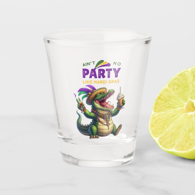 Copo De Shot Feliz Mardi Gras Alligator (Frente)