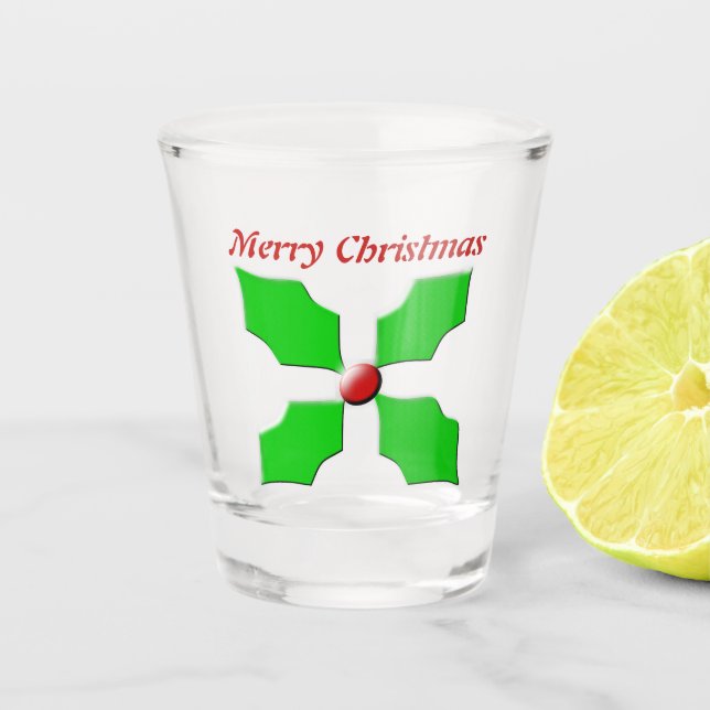 Copo De Shot Feliz Natal Holly Personalizado (Frente)