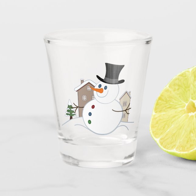 Copo De Shot Feliz Natal Ilustração de Neve (Frente)