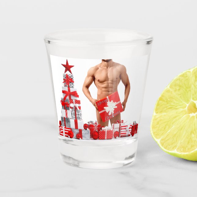 Copo De Shot Feliz Natal SlipperyJoe prata branca (Frente)