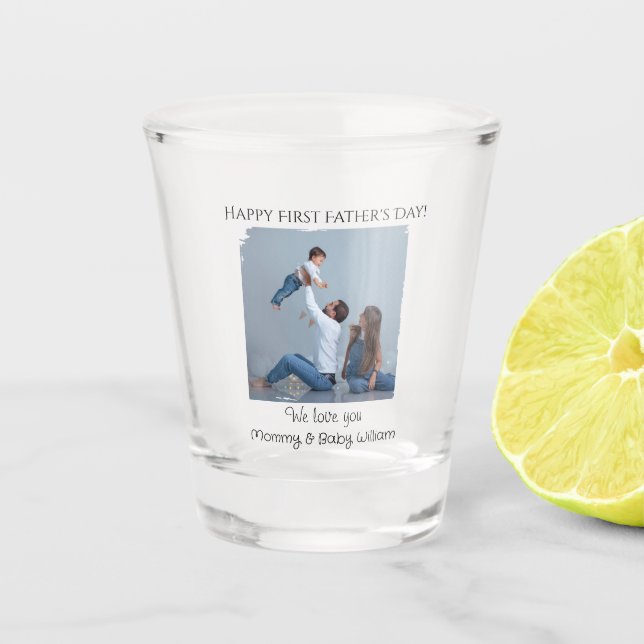 Copo De Shot Feliz primeiro Dia de os pais - de Mamãe e bebê | (Frente)