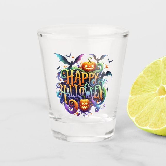 Copo De Shot Feliz Vidro De Captura De Halloween (Frente)