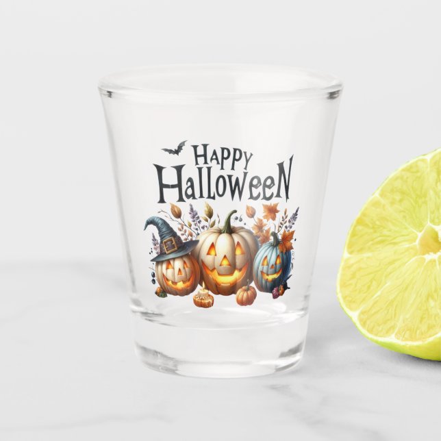 Copo De Shot Feliz Vidro De Captura De Halloween (Frente)