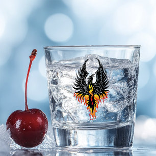 Copo De Shot Fênix Ardente Erguendo-se Pássaro de Fogo Chamas T