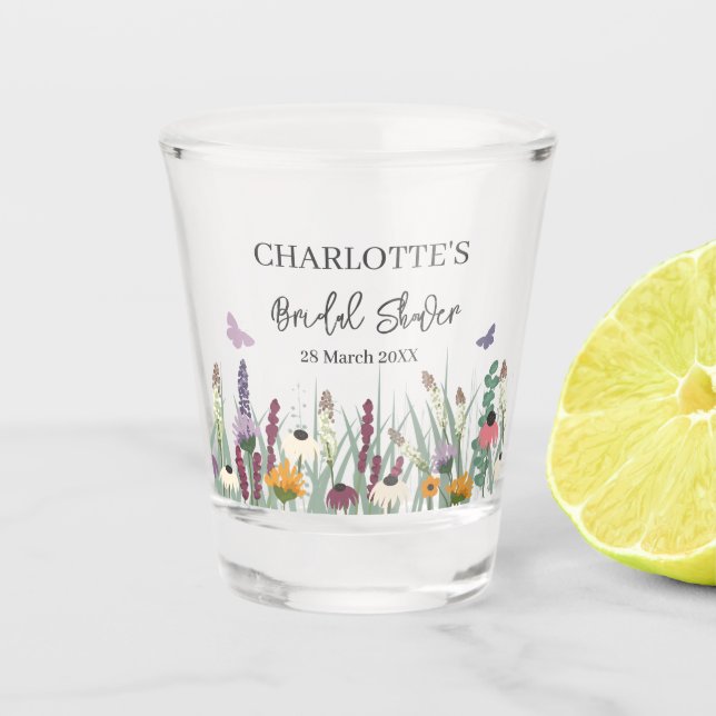 Copo De Shot Festa de Chá de Noiva Flores Silvestres e Borbolet (Frente)