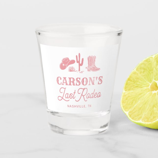 Copo De Shot Festa de Despedida de Solteira Cowgirl Rosa Enverg (Frente)