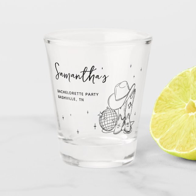 Copo De Shot Festa de Despedida de Solteira Disco Country Vaque (Frente)