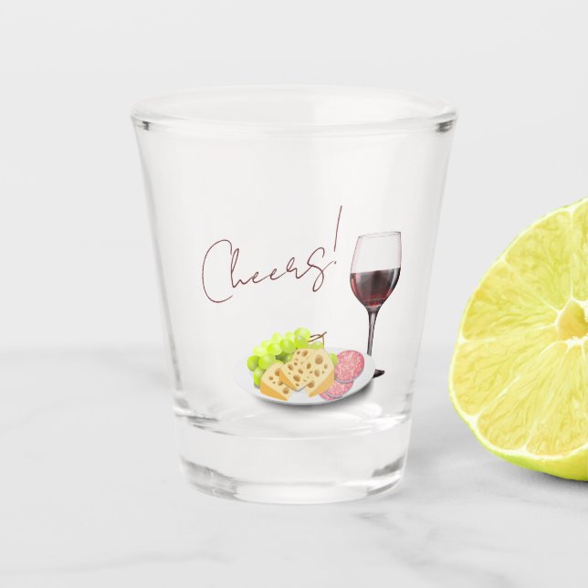 Copo De Shot Festa de Engajamento de Vinho e Charcutaria (Frente)