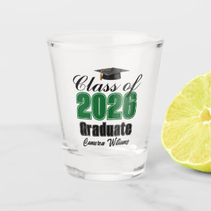Copo De Shot Festa de Graduação Personalizada Verde da Turma de