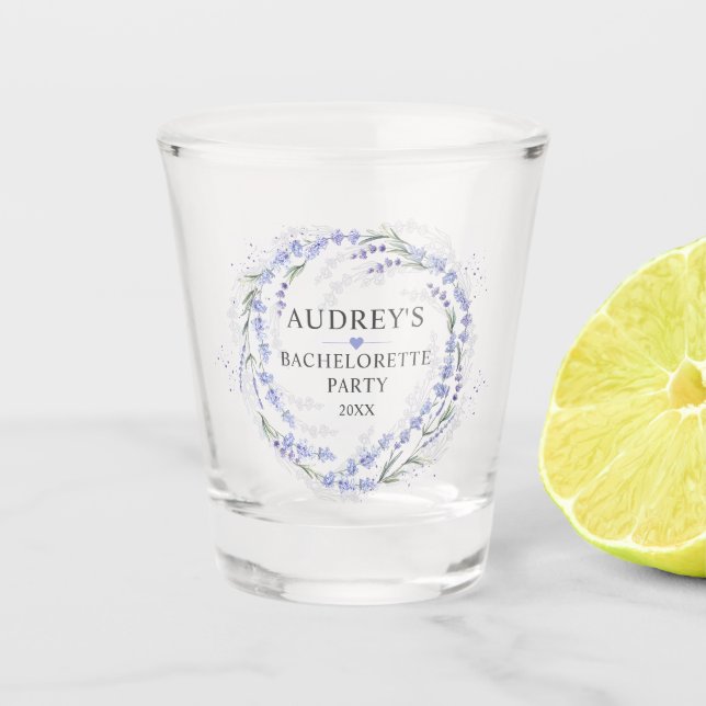Copo De Shot Festa de Solteira Coroa de Lavanda Roxa (Frente)