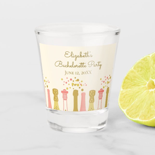 Copo De Shot Festa de solteira de Champanhe com Glam Retroativo (Frente)