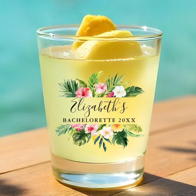 Copo De Shot Festa de Solteira Floral Tropical Aquarela (Customize to change text size or text style.)