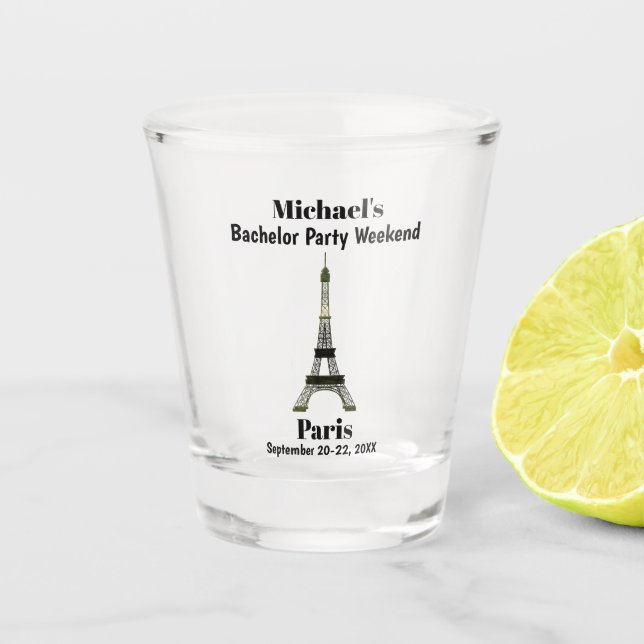 Copo De Shot Festa de Solteiro Paris França Torre Eiffel Lembra (Frente)