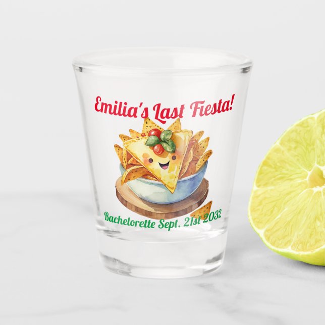 Copo De Shot Fiesta Shot Glass Nachos Bachelorette Personalizad (Frente)