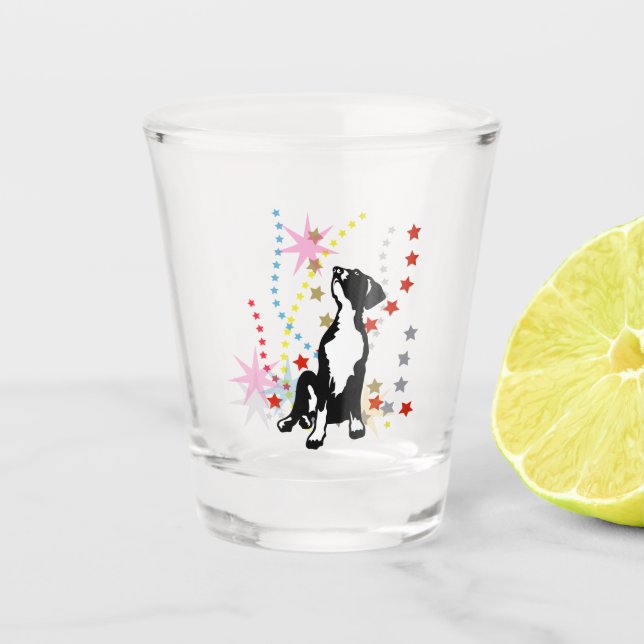 Copo De Shot Filhote de Dogue Alemão com Estrelas (Frente)