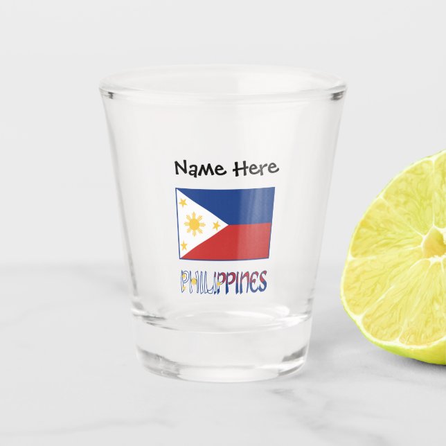 Copo De Shot Filipinas e Filipino Flag e seu nome Shot G (Frente)