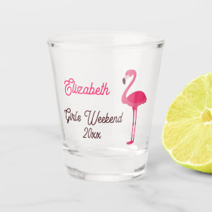 Copo De Shot Fim de Semana da Menina Flamingo Rosa Tropical