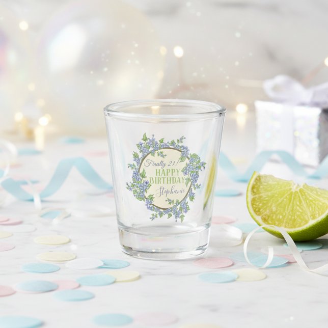 Copo De Shot Finalmente 21 Feliz Presente de Aniversário de 21  (Finally 21! Personalized 21st birthday shot glass.)