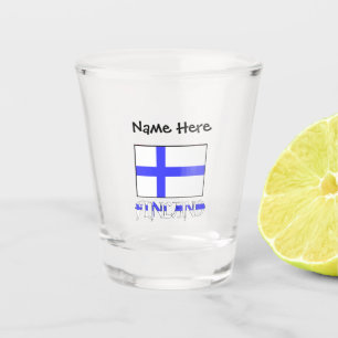 Copo De Shot Finlândia e Sinalizador finlandês com seu nome