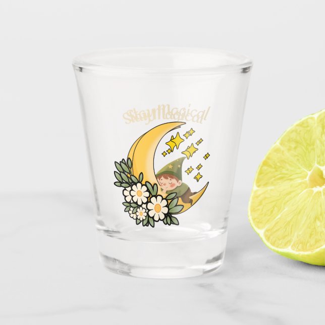 Copo De Shot Fique Mágico Gnome na Lua Crescente  (Frente)