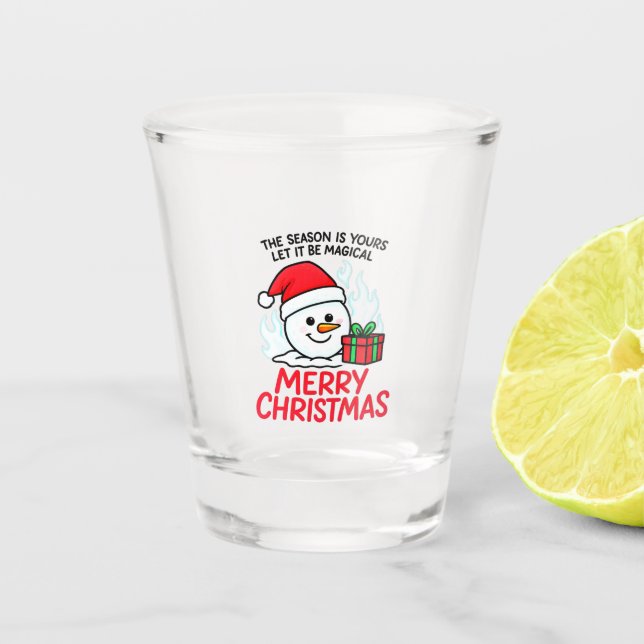 Copo De Shot Flaming Snowman Natal Diversão Férias Mini (Frente)