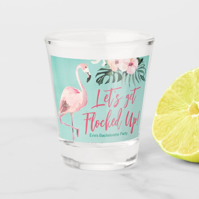 Copo De Shot Flamingo Shot Glass Festa de solteira tropical (Frente)