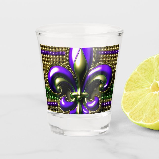 Copo De Shot Fleur de lis Beaded Mardi Gras (Criador carregado)