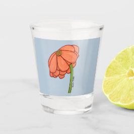 Copo De Shot Flor de Laranja com fundo Azul