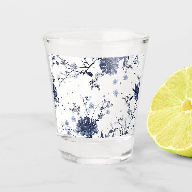 Copo De Shot Flores azuis (Frente)