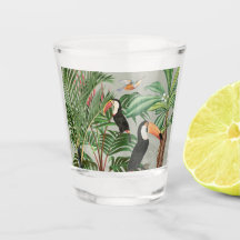 Floresta Tropical de Cores Aquáticas e Aves Colori